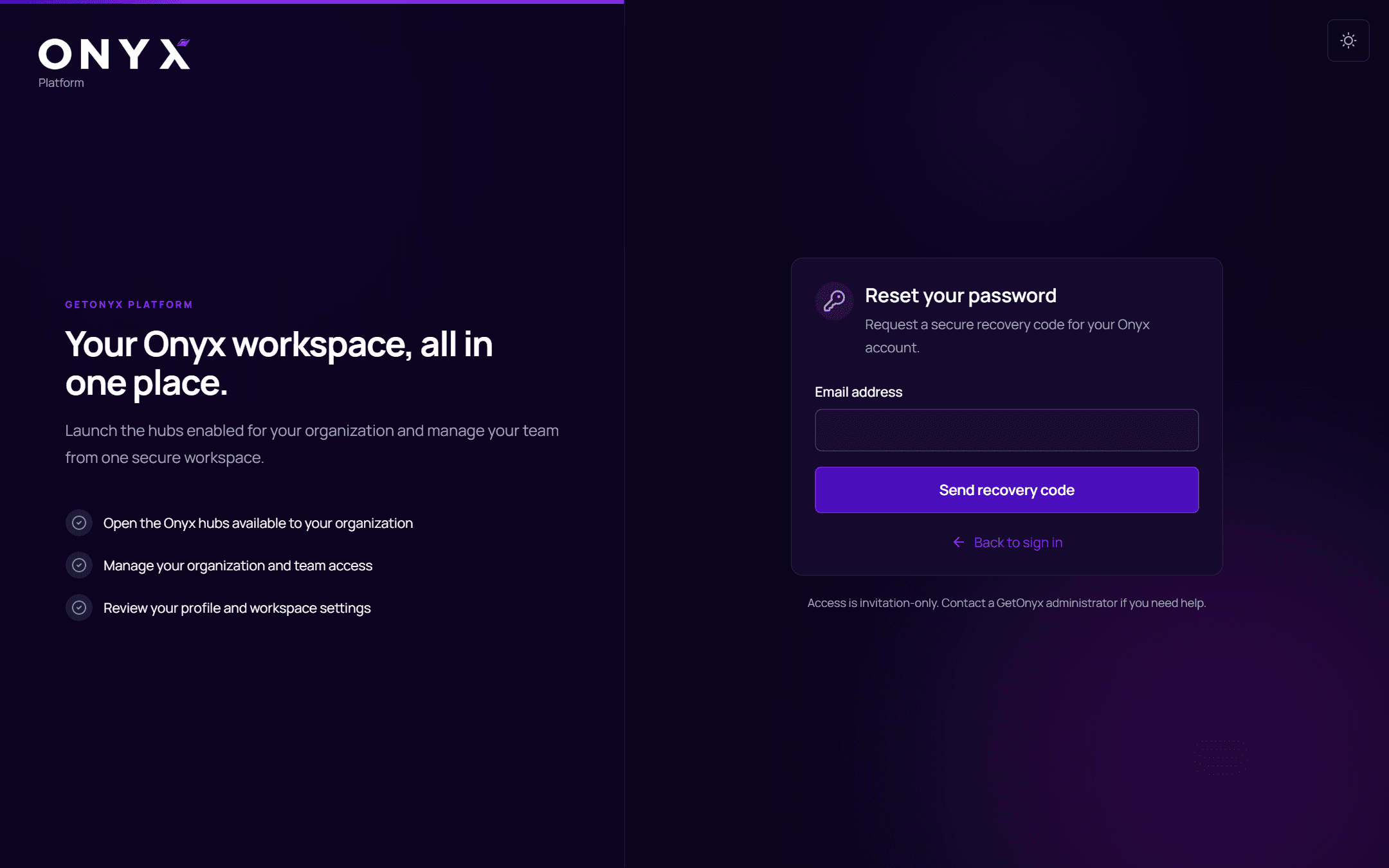 The Reset your password page asking for an email address