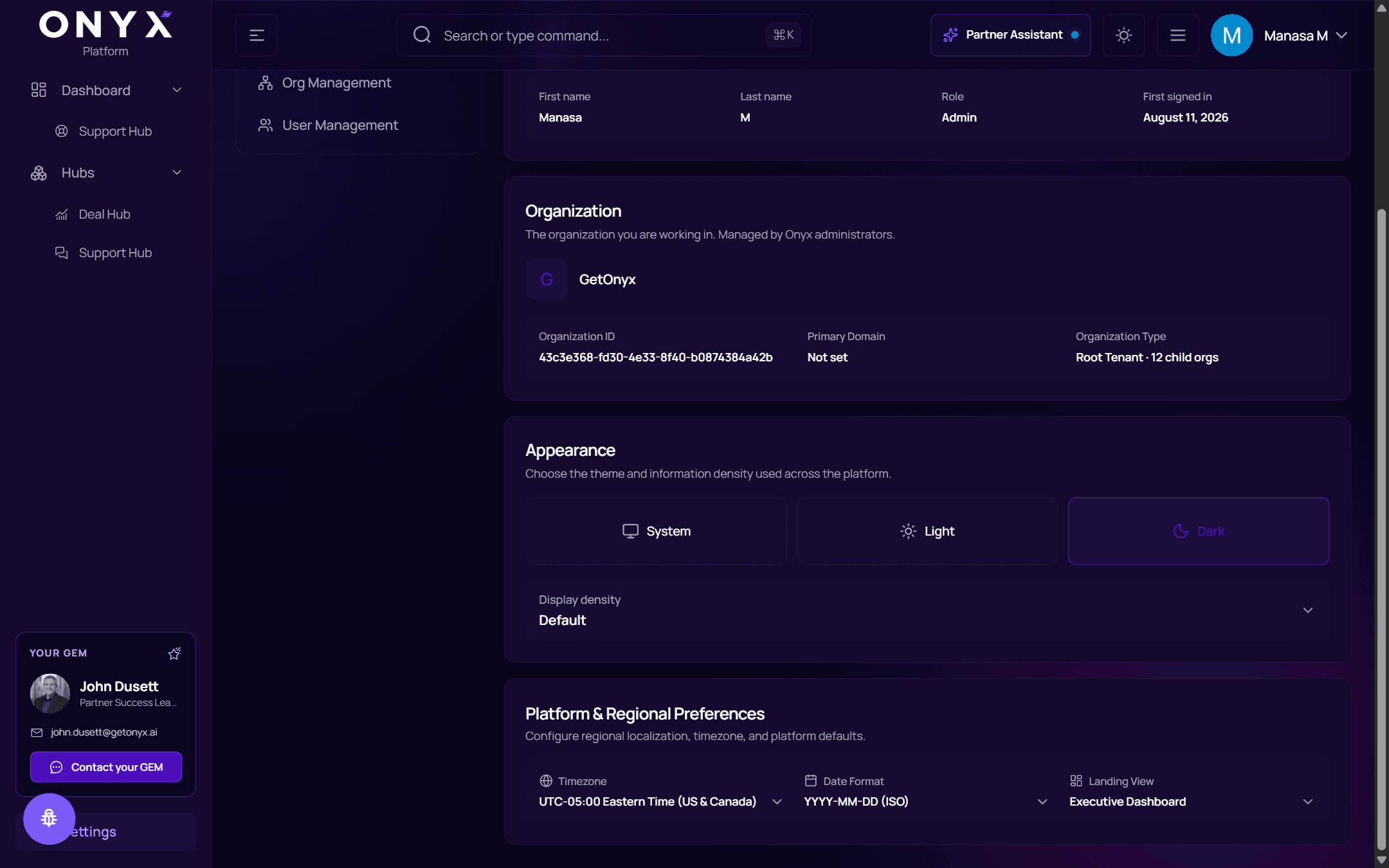 Appearance and Platform & Regional Preferences sections