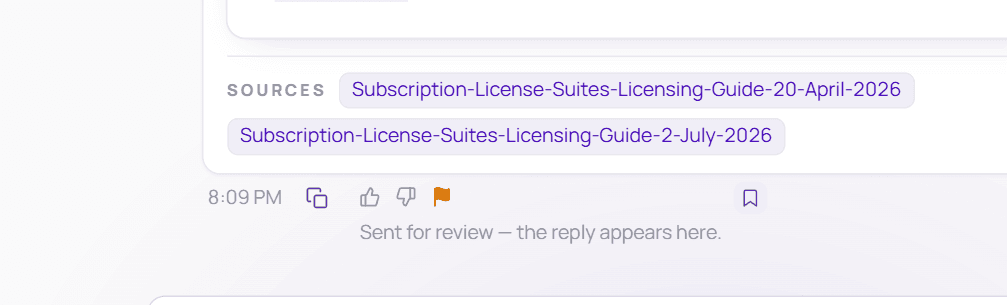 The actions row under an answer with the bookmark icon